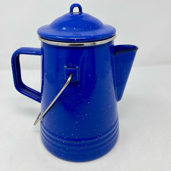 Blue Speckled Enamel Coffee Pot - Picture 1 of 8